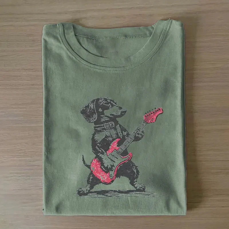 Vintage Dachshund Dog Playing Guitar T-shirt