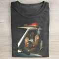 Cat Police Car Pattern Graphics T-shirt