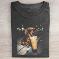 Dachshund Dog Drinking Iced Coffee T-shirt