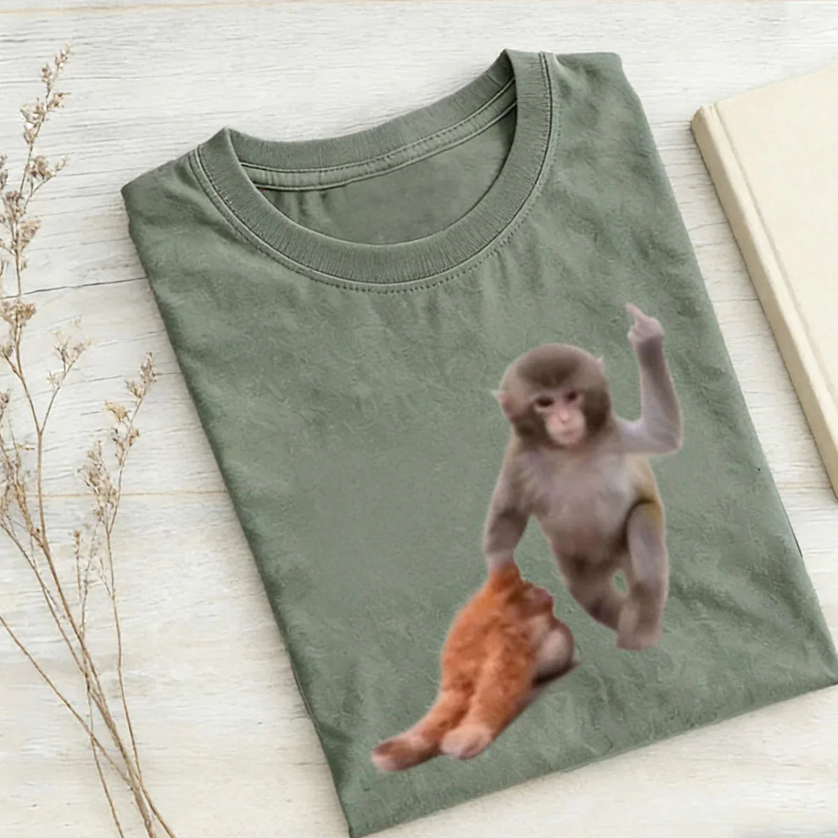 Punch-kun Monkey Meme Digital Inkjet T-shirt