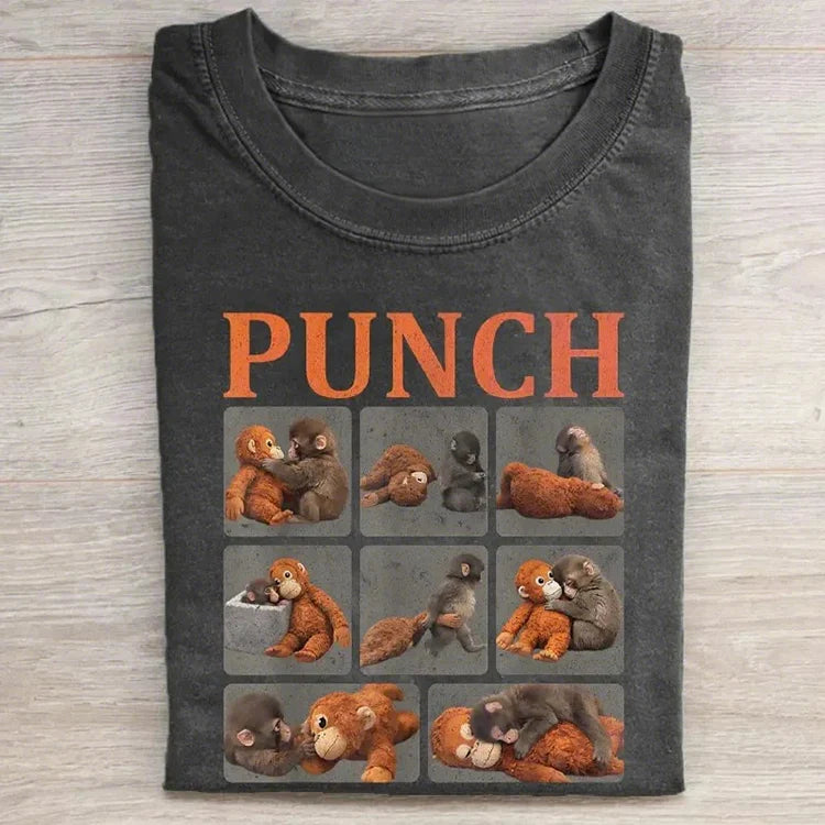 Punch Monkey 9-grid Layout Graphic T-shirt