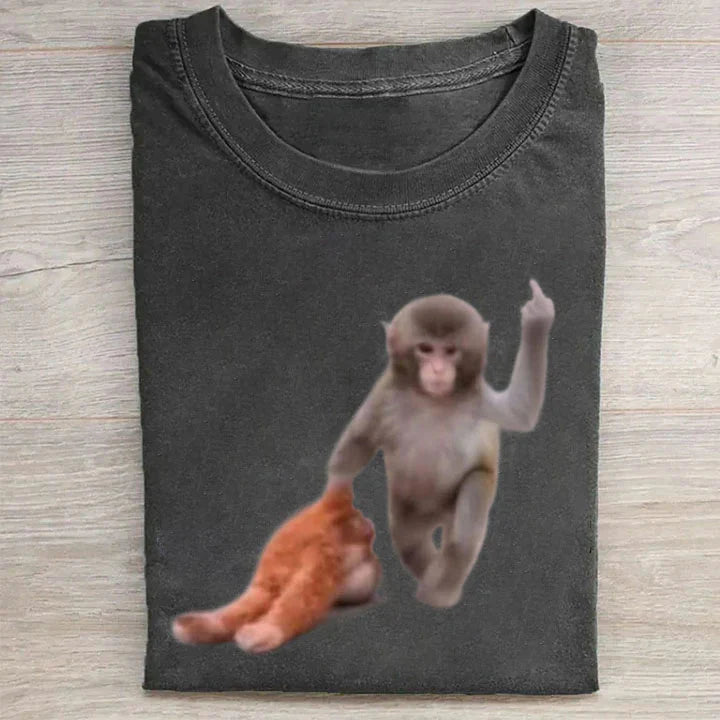 Punch-kun Monkey Meme Digital Inkjet T-shirt