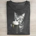 Cat Drink Beer Vintage 90s T-shirts