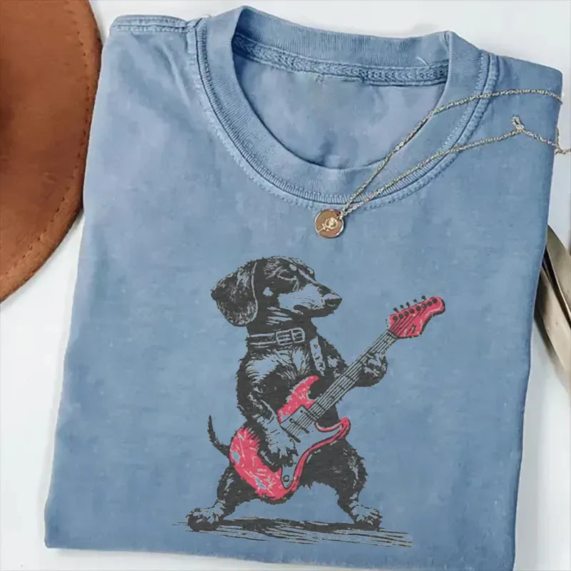 Vintage Dachshund Dog Playing Guitar T-shirt