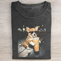 Corgi Dog Drinking Iced Coffee T-shirt